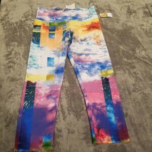 Onzie Womens Capri Pants Low Rise Stretch Wide Waist Tie Dye XS Multicolor New